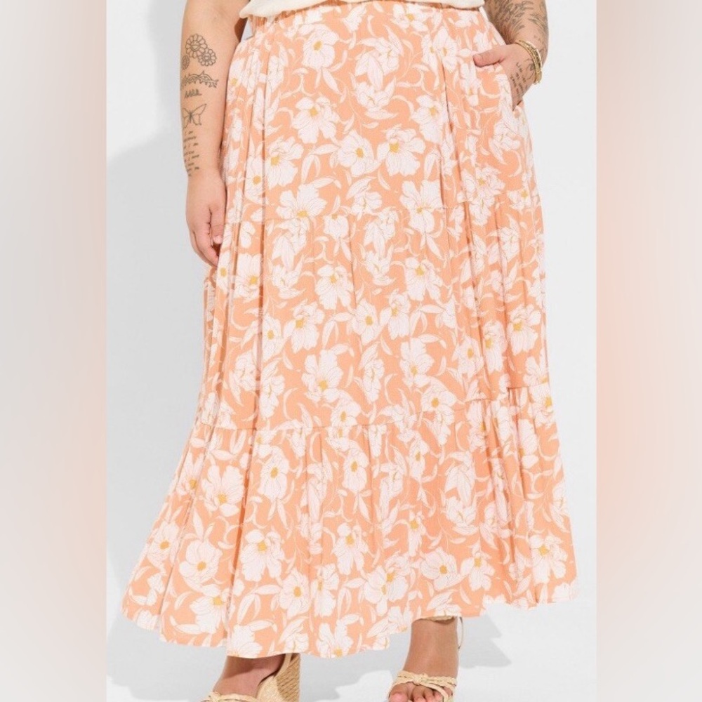 Torrid Size 2 Maxi Gauze Tiered Layered Floral Skirt